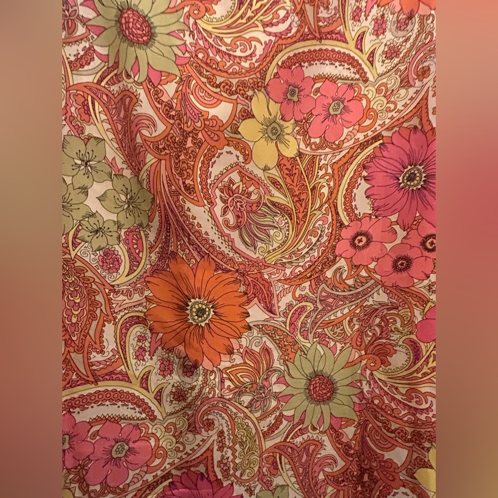 Talbots NWOT Silk 100% 1X Top Floral Paisley Hot pink orange lime 3/4 sleeve - Picture 13 of 16